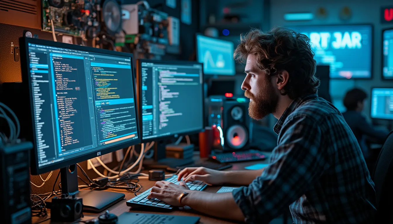 technicien informatique : un professionnel en train de réparer un ordinateur ou configurer un réseau