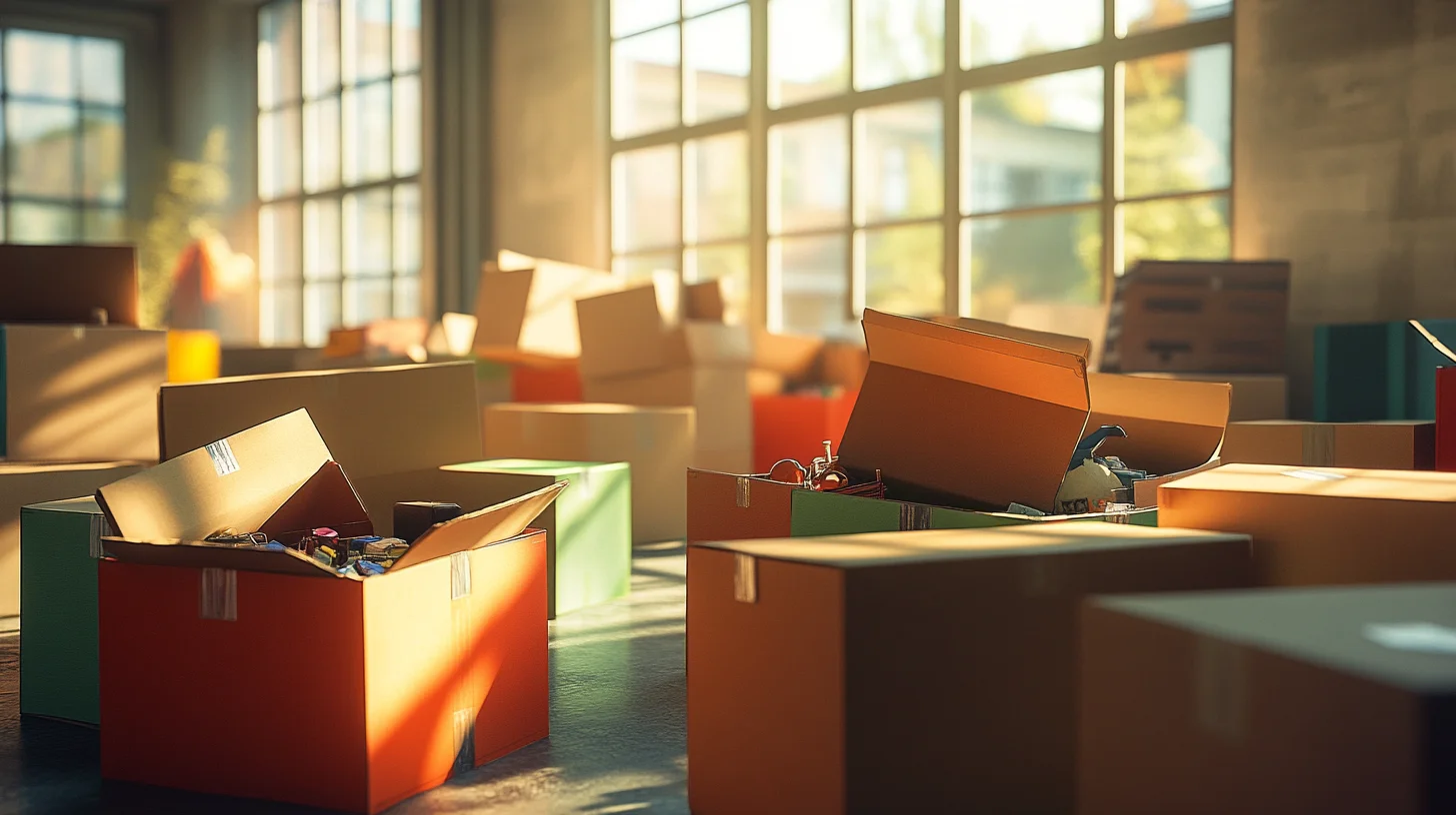 colis perdus : cartons scellés prêts à être vendus dans un entrepôt