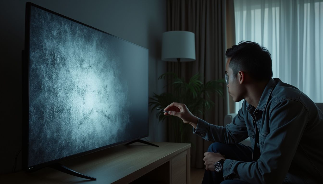 problèmes d'affichage TV : écran de télévision montrant des lignes ou une image floue