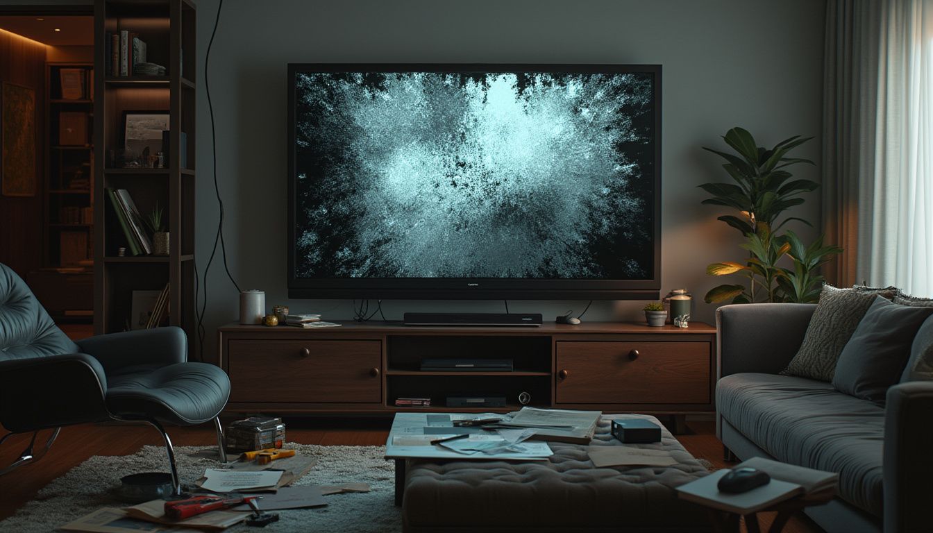 pannes téléviseurs : téléviseur avec écran noir illustrant une panne courante