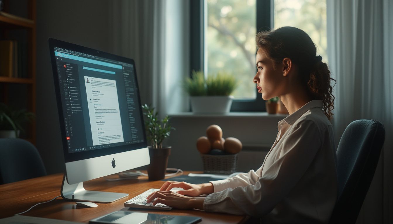 gestion des emails : personne gérant efficacement ses emails sur un ordinateur