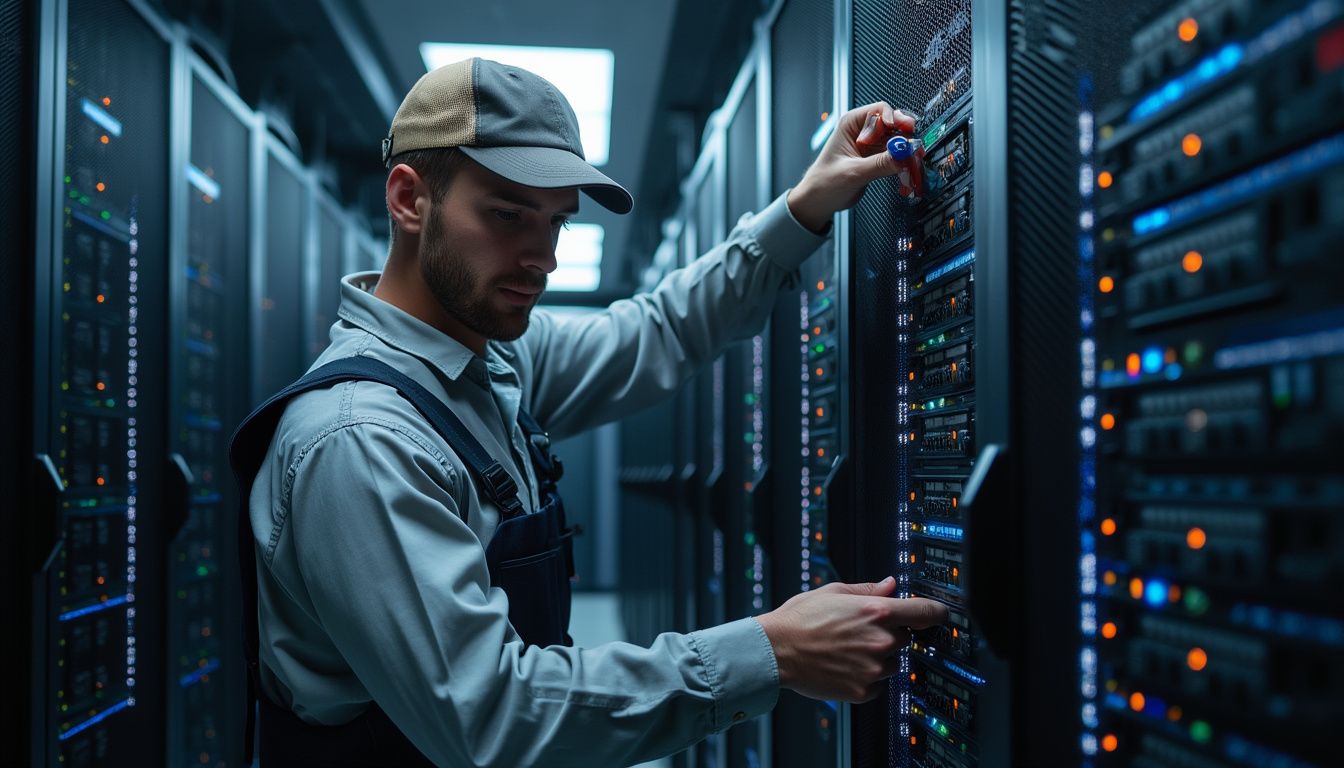 maintenance des équipements : technicien effectuant une maintenance sur un ordinateur