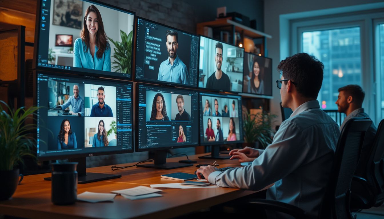 technologies de messagerie : illustration modernisée de messagerie multimédia avec vidéos et AI