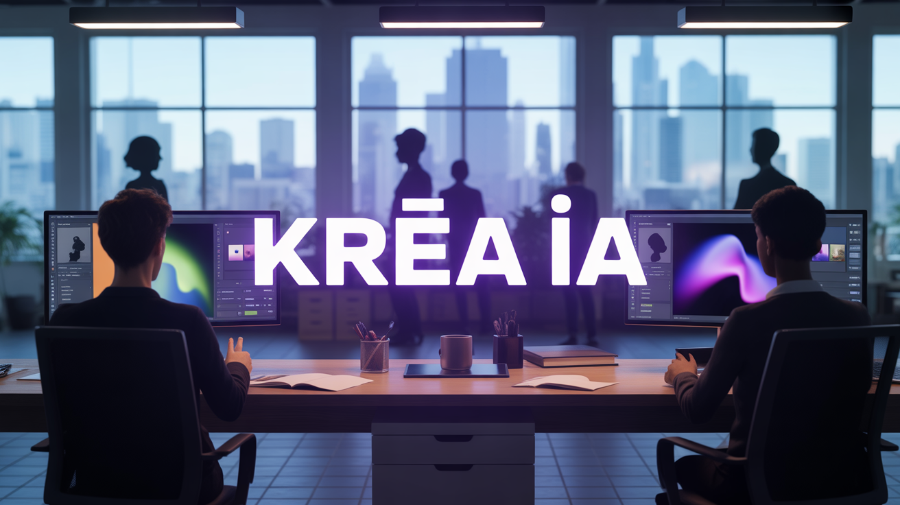 Bureau moderne avec interface Krea IA
