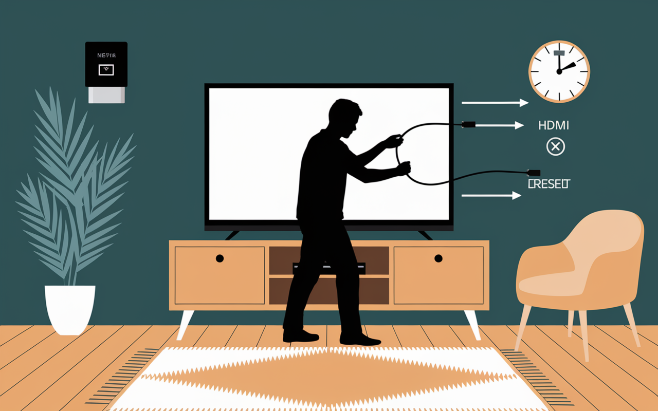 diagnostic maison lignes horizontales ecran tv manipulation cables
