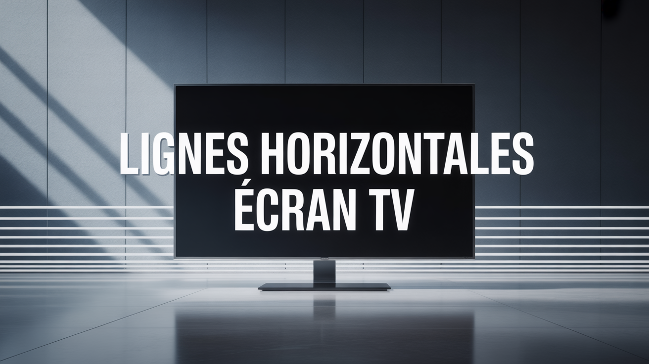 ecran tv avec lignes horizontales blanches dans salon