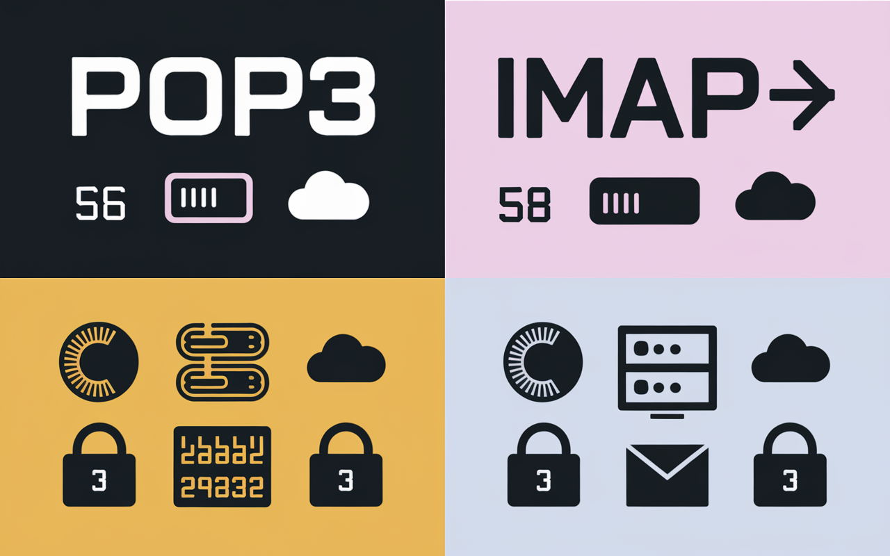 Tableau pictos POP3 IMAP securite cloud