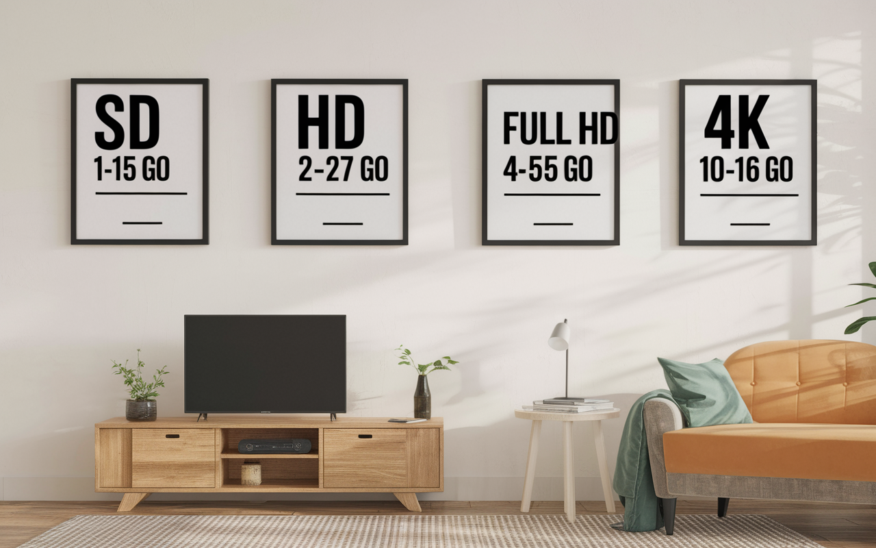 tableau tailles fichier film 2h sd hd fullhd 4k