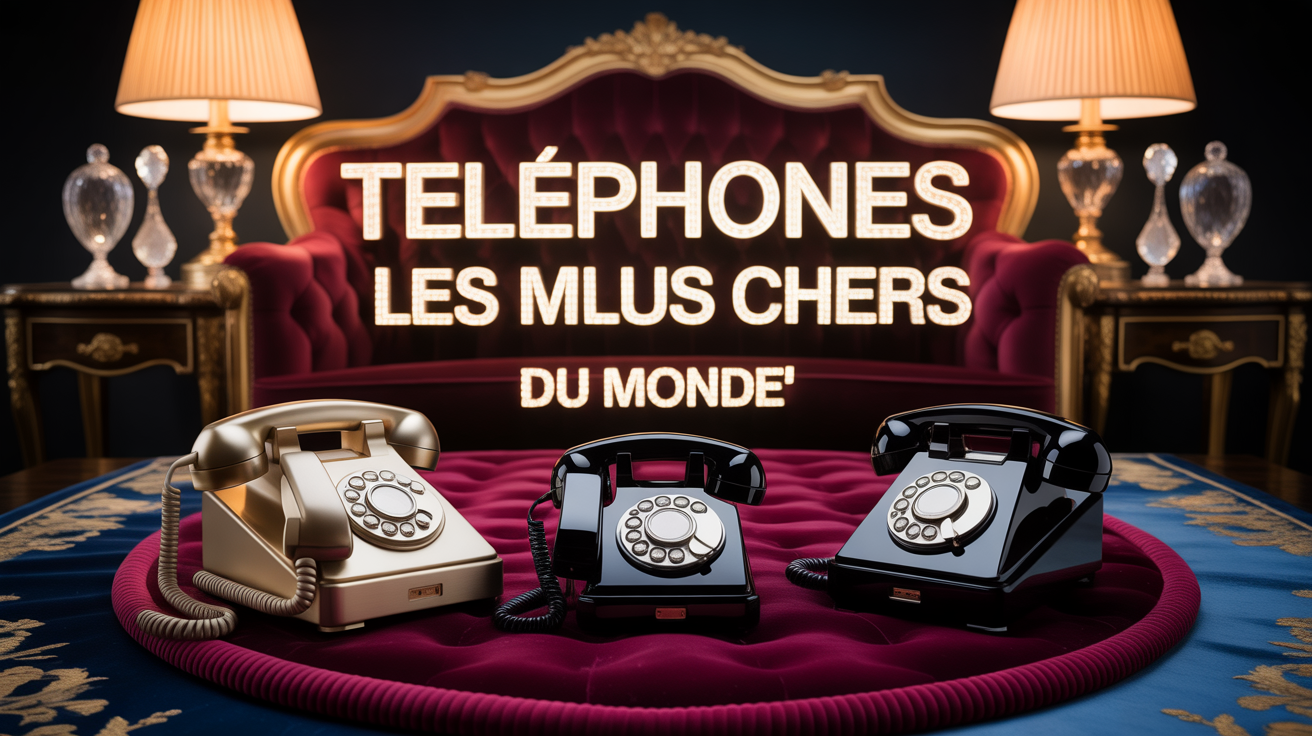Telephones de luxe coussin velours diamants or