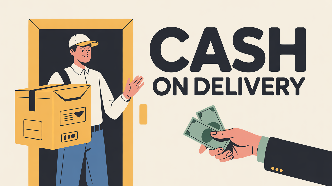 image cash on delivery paiement à la livraison devant porte