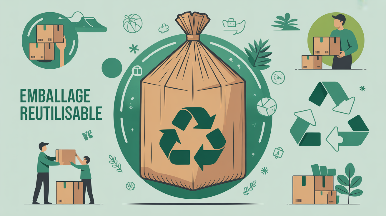 illustration emballage reutilisable logistique ecologique