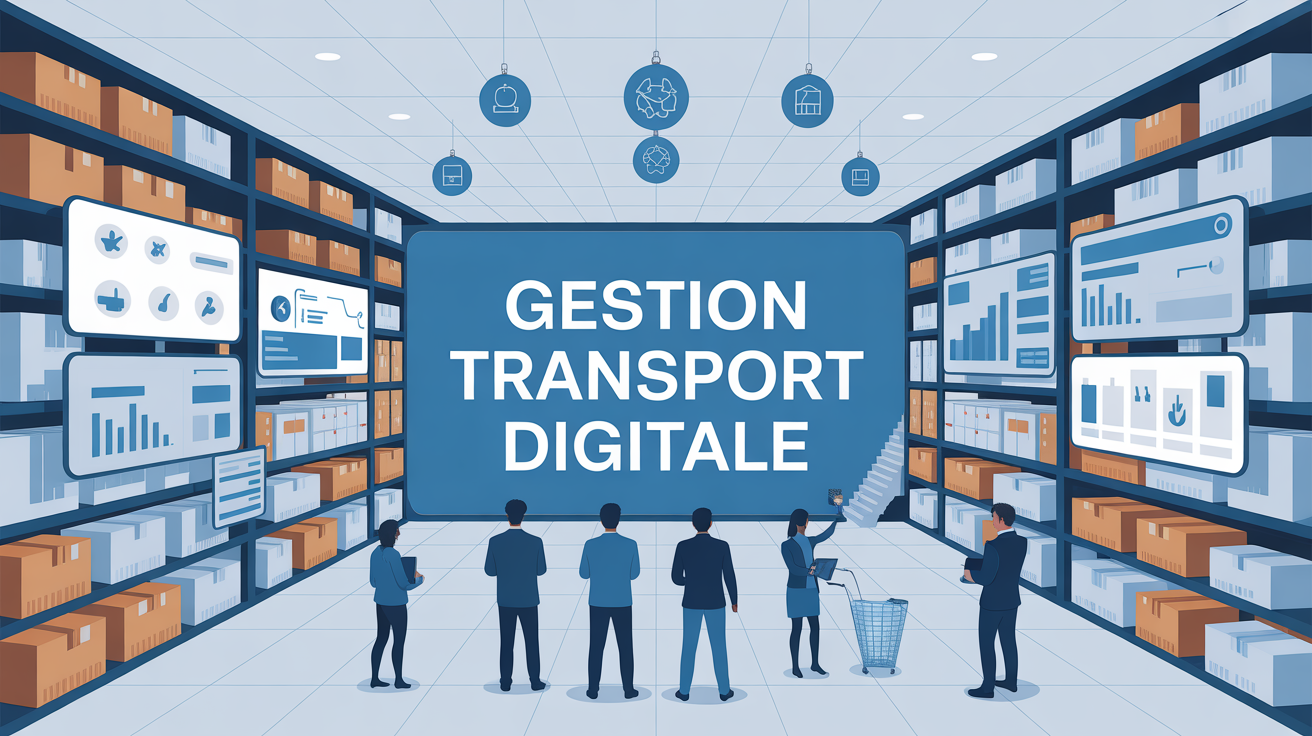 Illustration entrepôt digitalisé logistique transport digitale