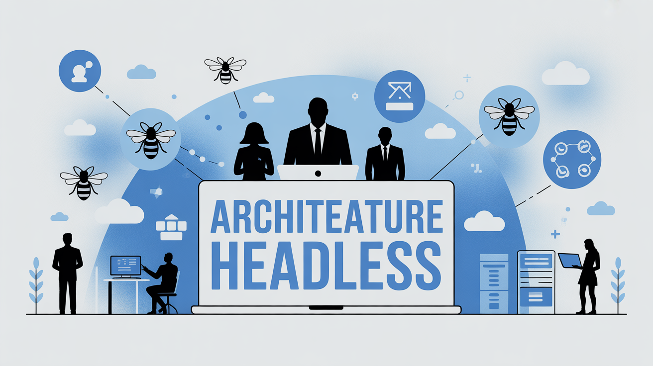 Illustration architecture headless API et professionnels