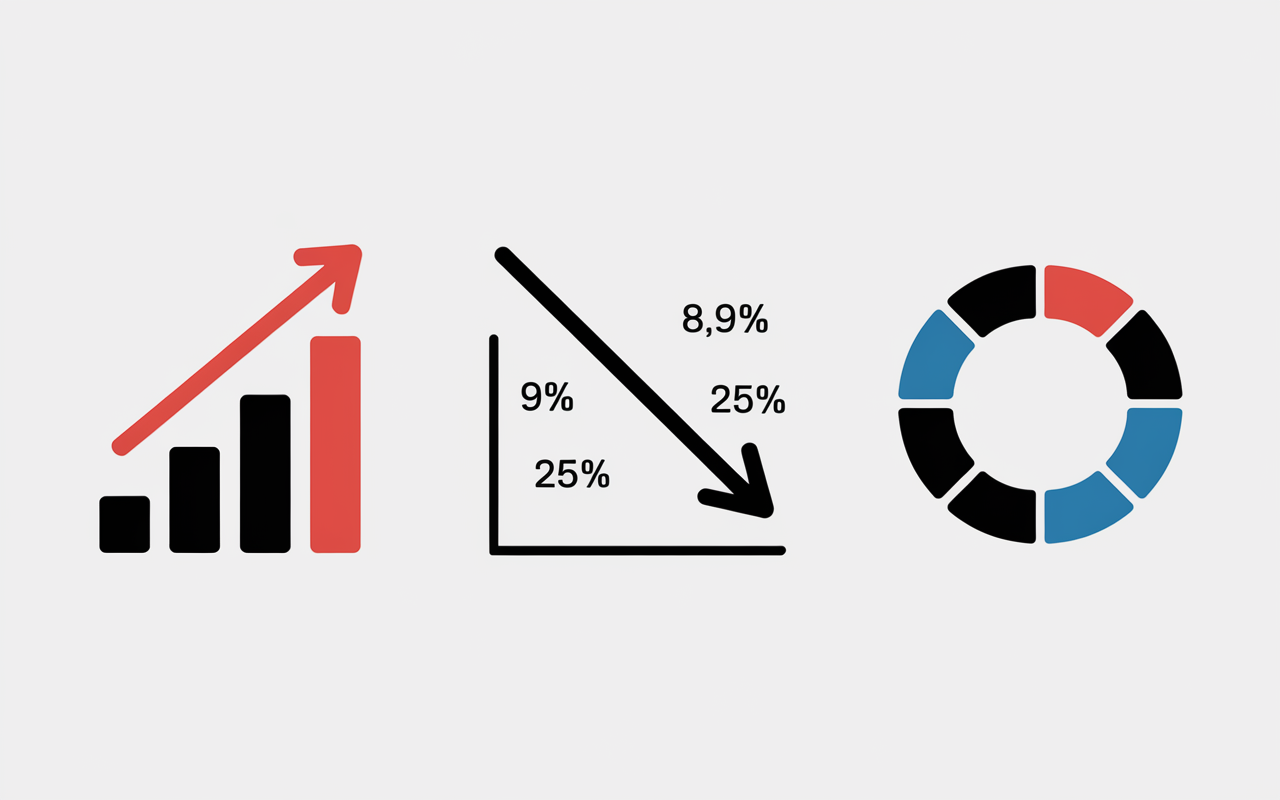 Pictogrammes pourcentage Excel hausse baisse