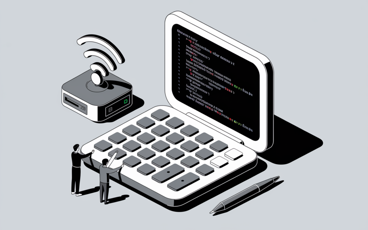 Ecran calculatrice graphique affichant code ChatGPT et module WiFi