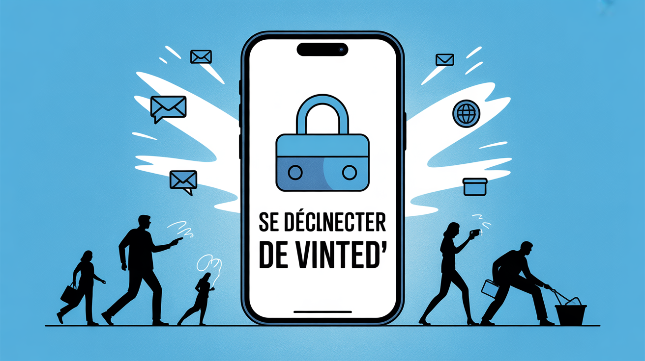 Smartphone affiche cadenas ouvert Se deconnecter de Vinted