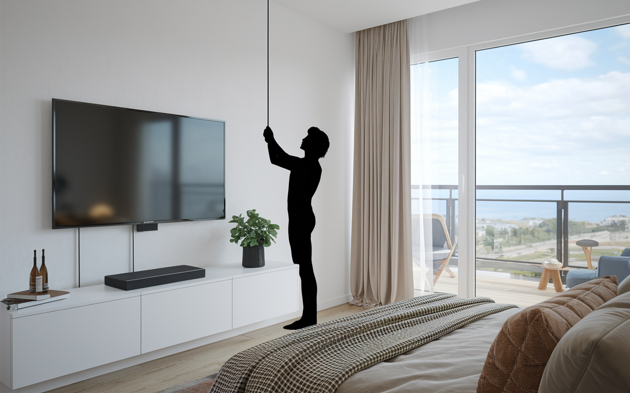 installation tv connectée 80 cm mur gain place