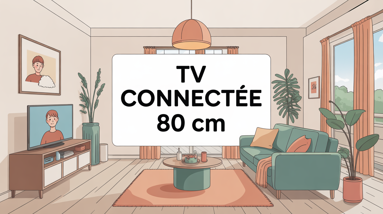 tv connectée 80 cm sur meuble salon lumineux