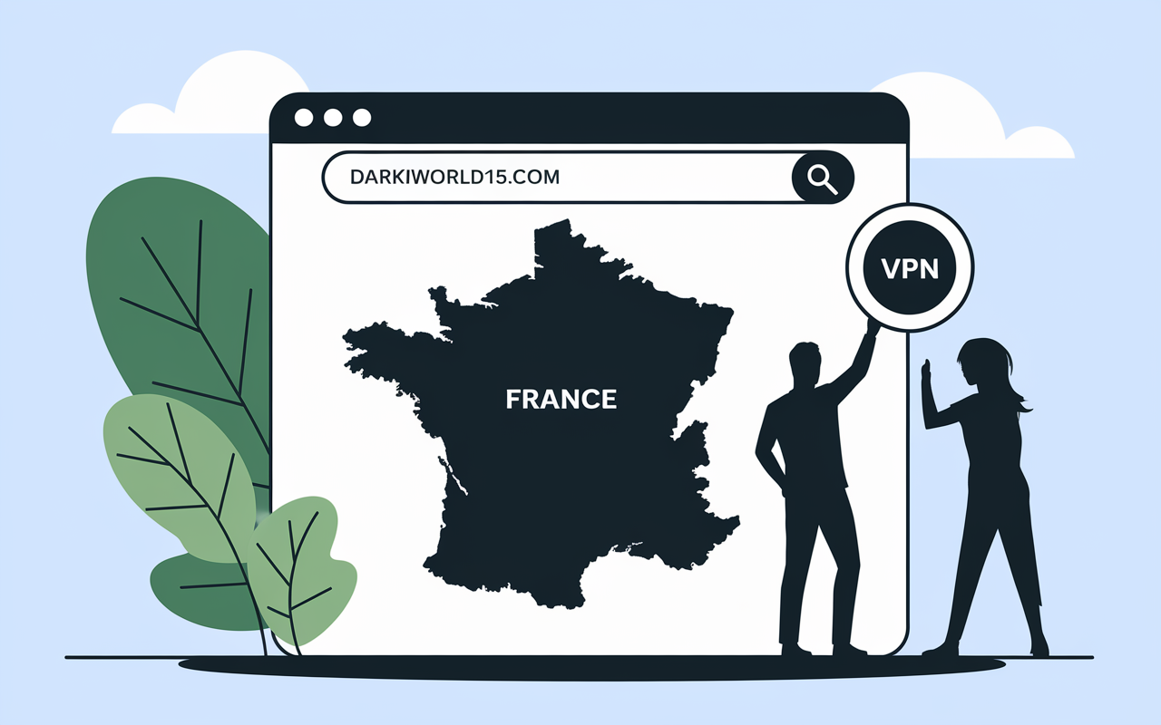 Navigateur avec adresse Darkiworld15.com et VPN en France