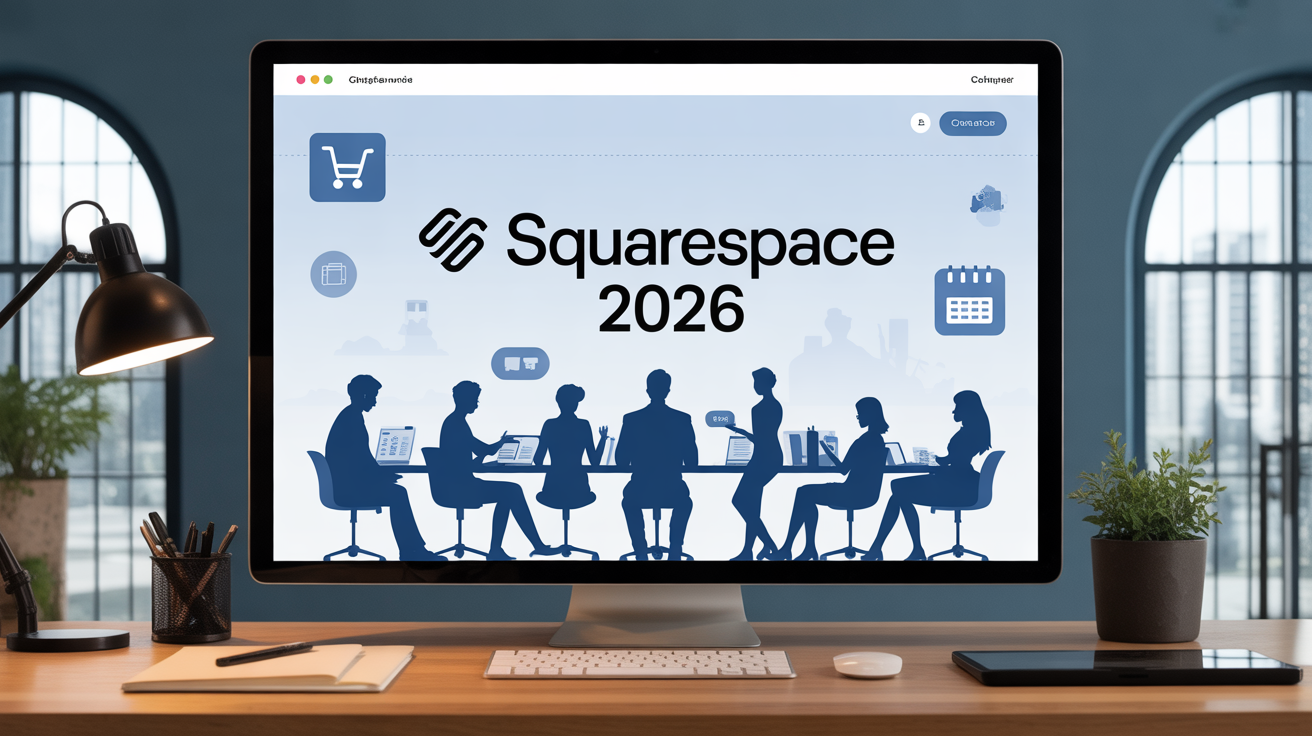 Interface web Squarespace 2026 bureau moderne