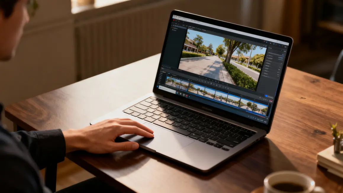 Ordinateur lecture vidéo 360 sans casque milieu professionnel