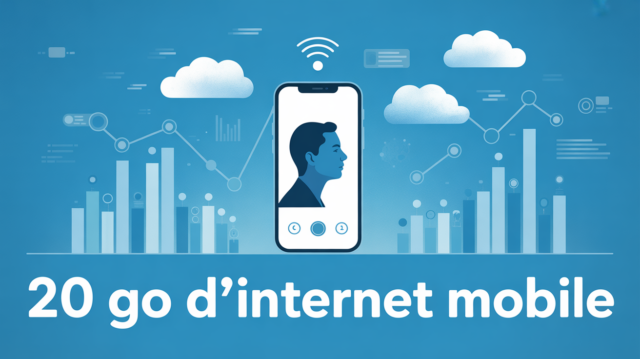 20 go internet combien de temps illustration fond bleu smartphone data