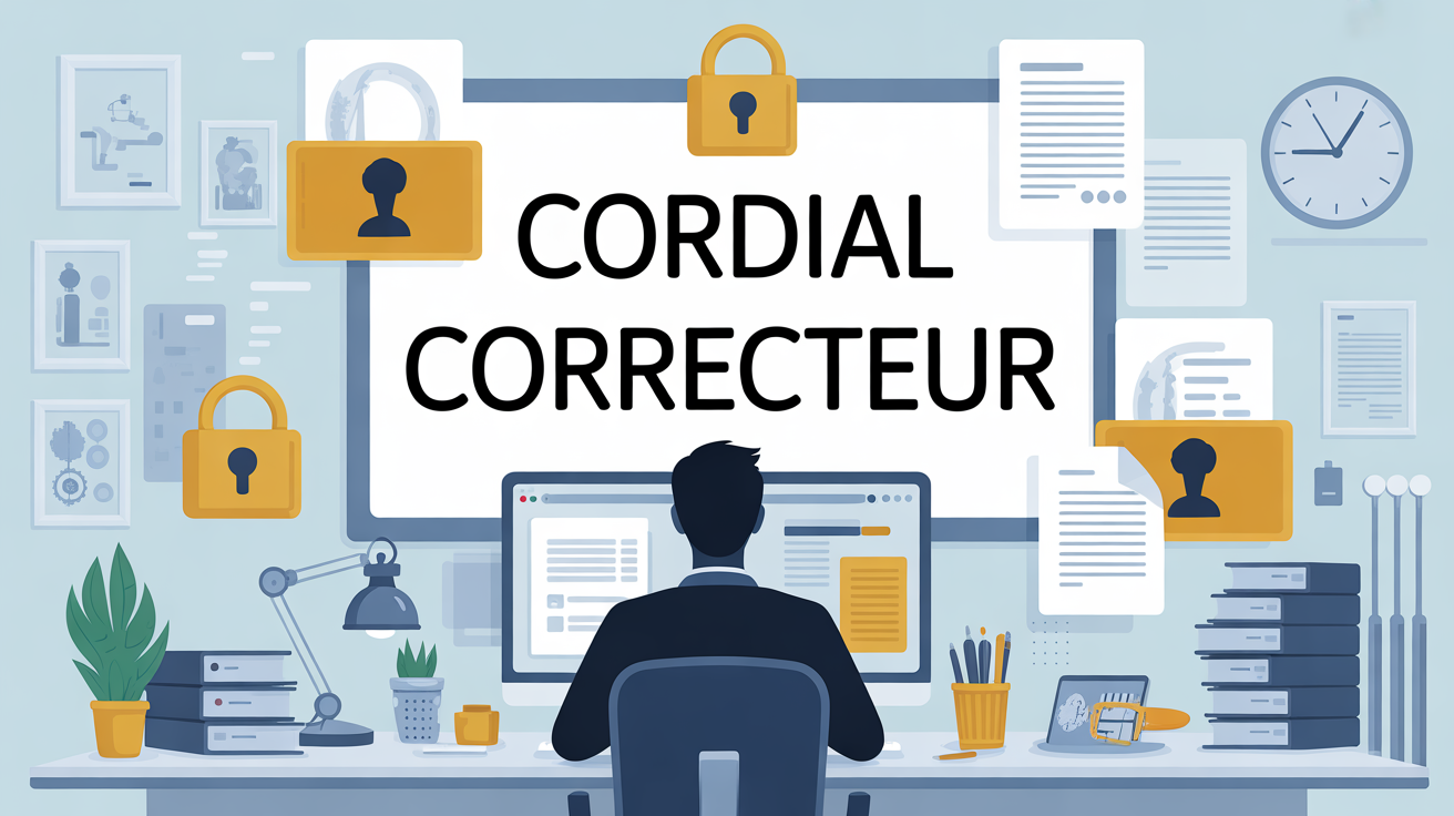 cordial correcteur silhouettes bureau avec icones securite