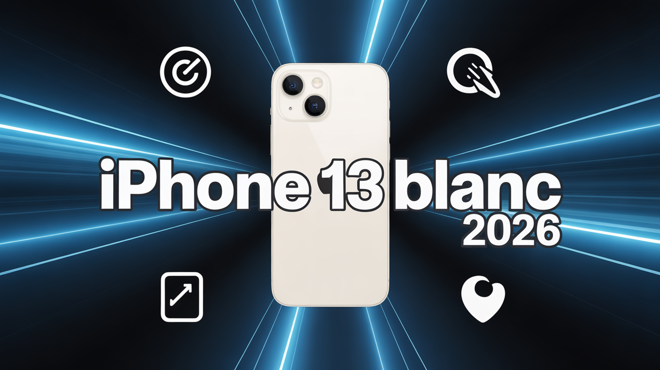 iphone 13 blanc stylise avec icones garantie