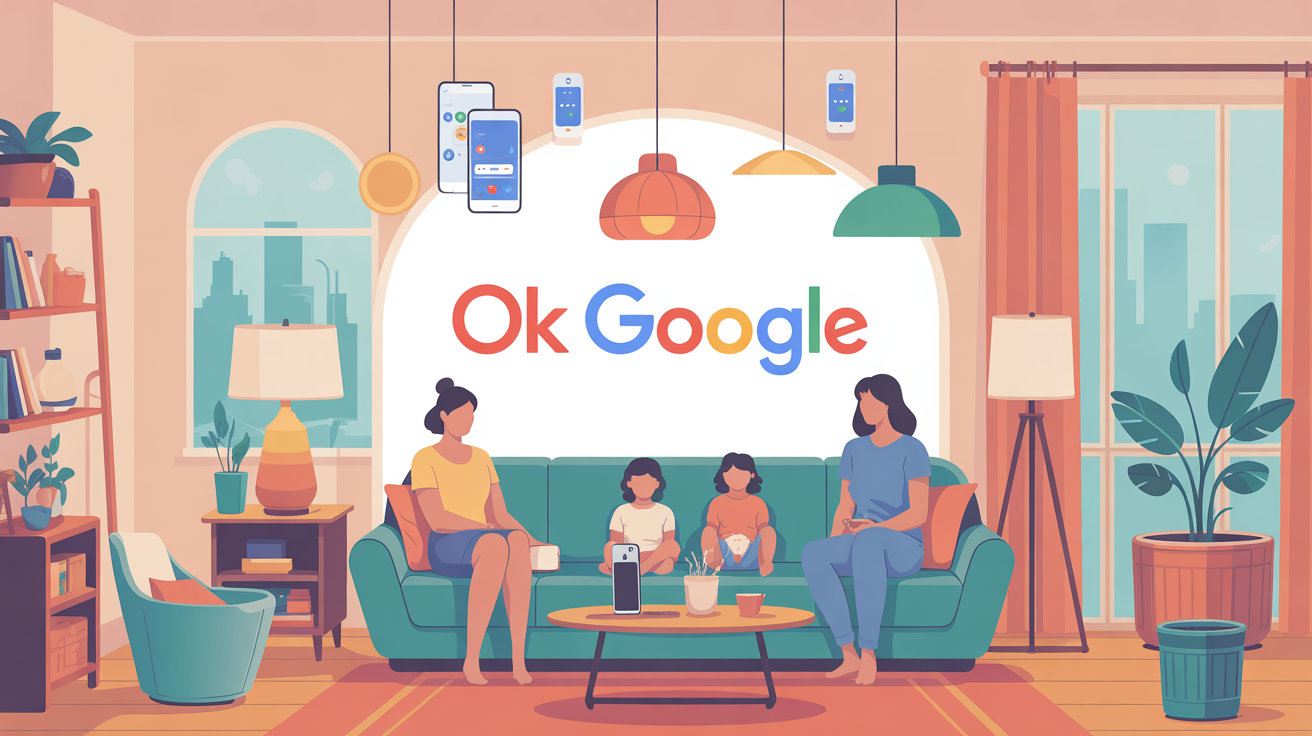 ok google configurer mon appareil illustration salon connecté