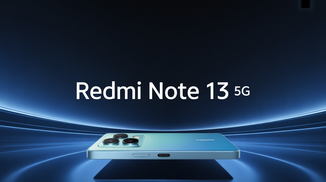 redmi note 13 5g vue stylisee smartphone sur fond bleu
