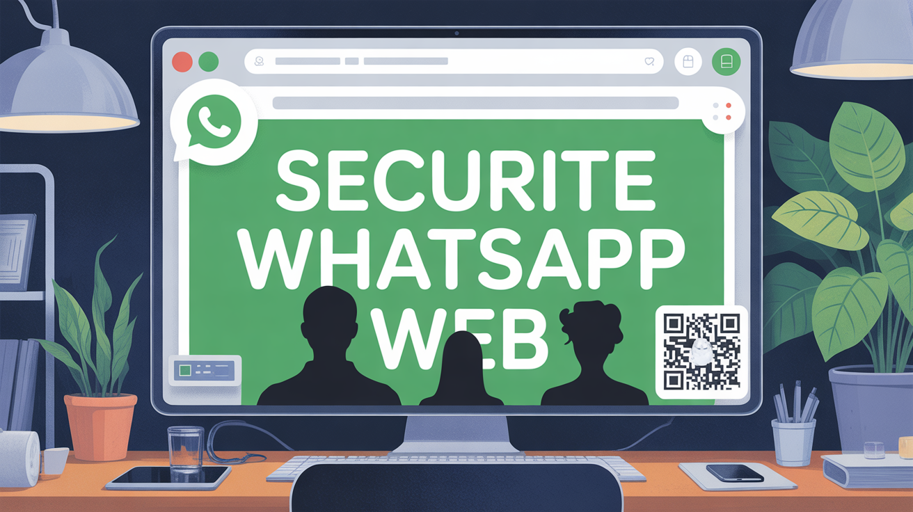 Espace travail moderne sécurité WhatsApp Web QR code