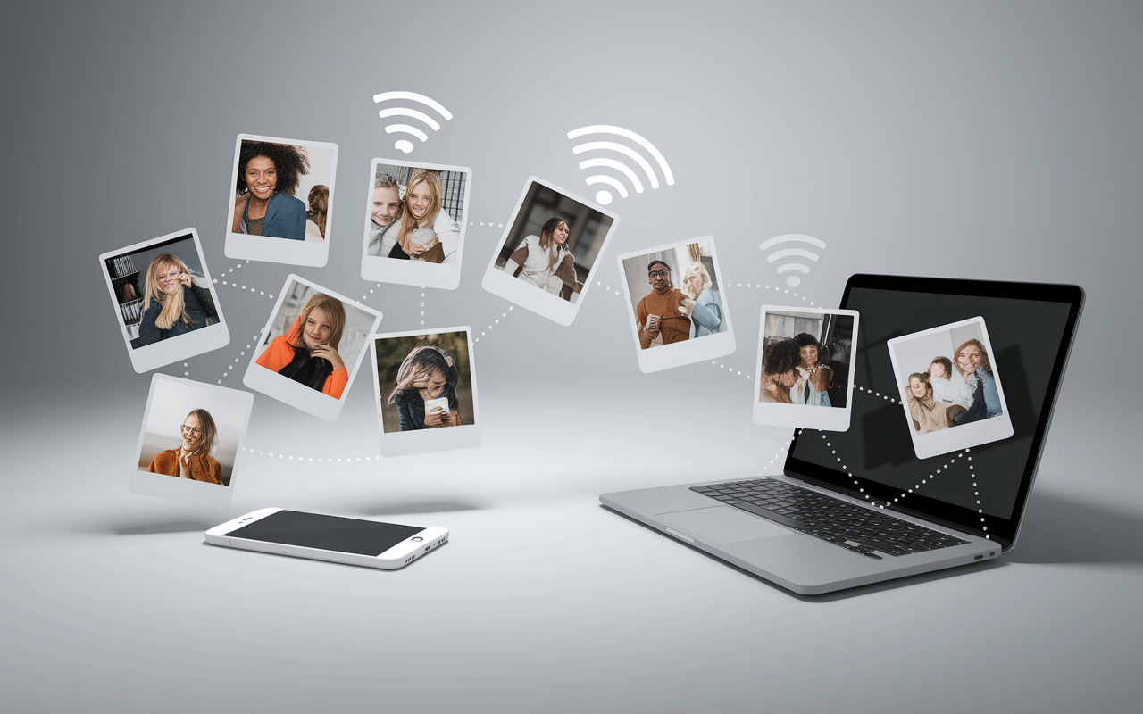 Transférer photos téléphone vers ordinateur sans fil Wi-Fi