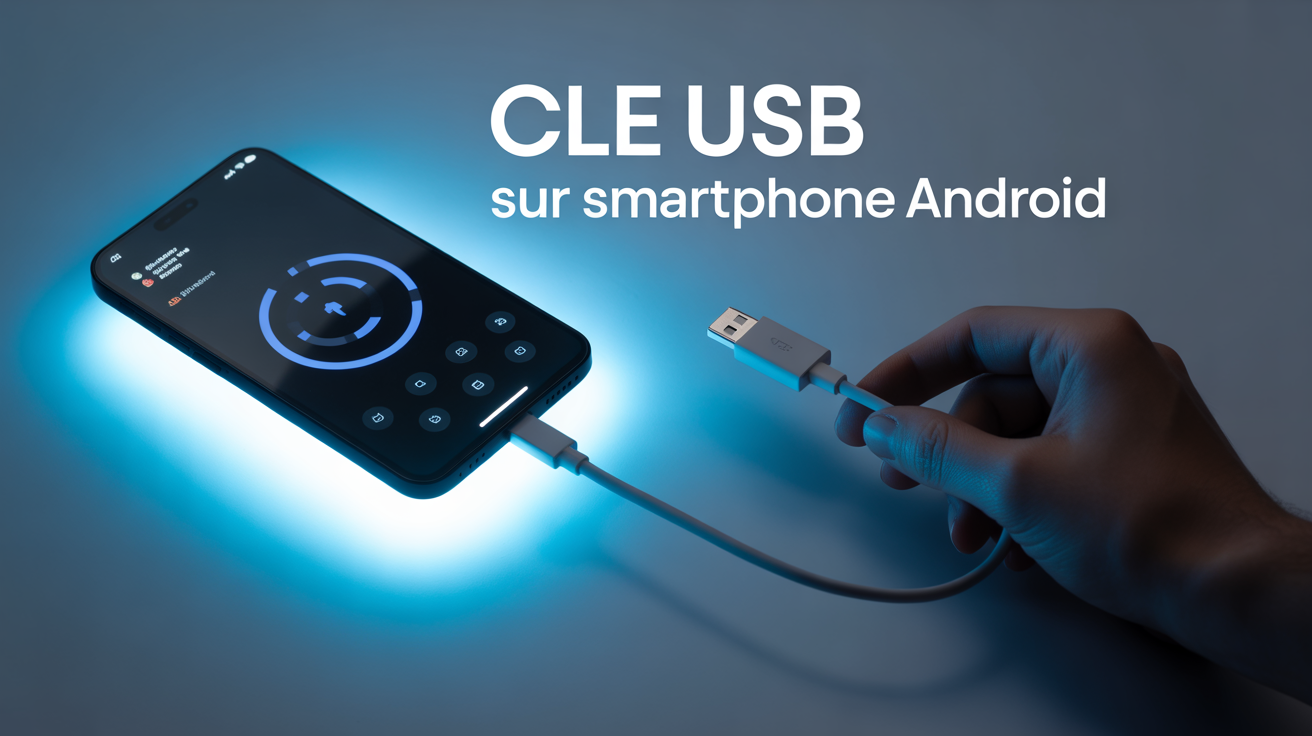 cle usb sur telephone android gros plan