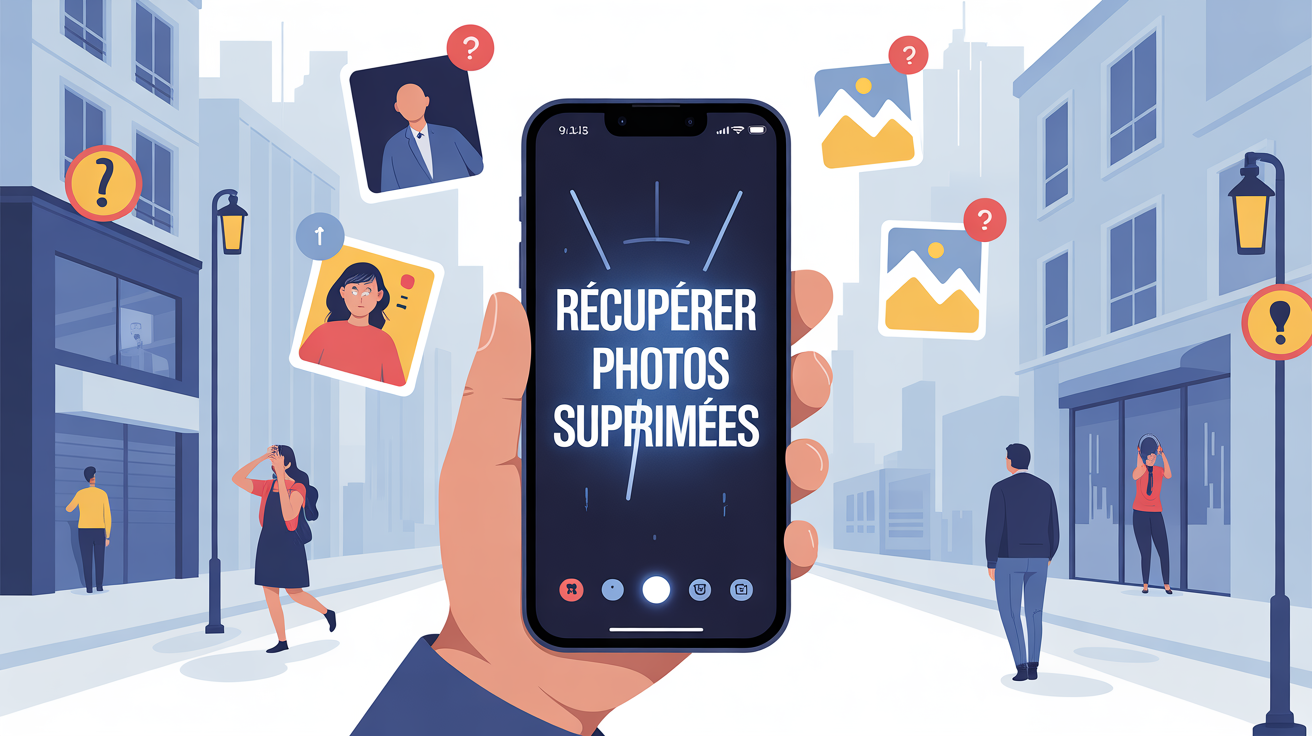 illustration comment retrouver photos supprimées smartphone