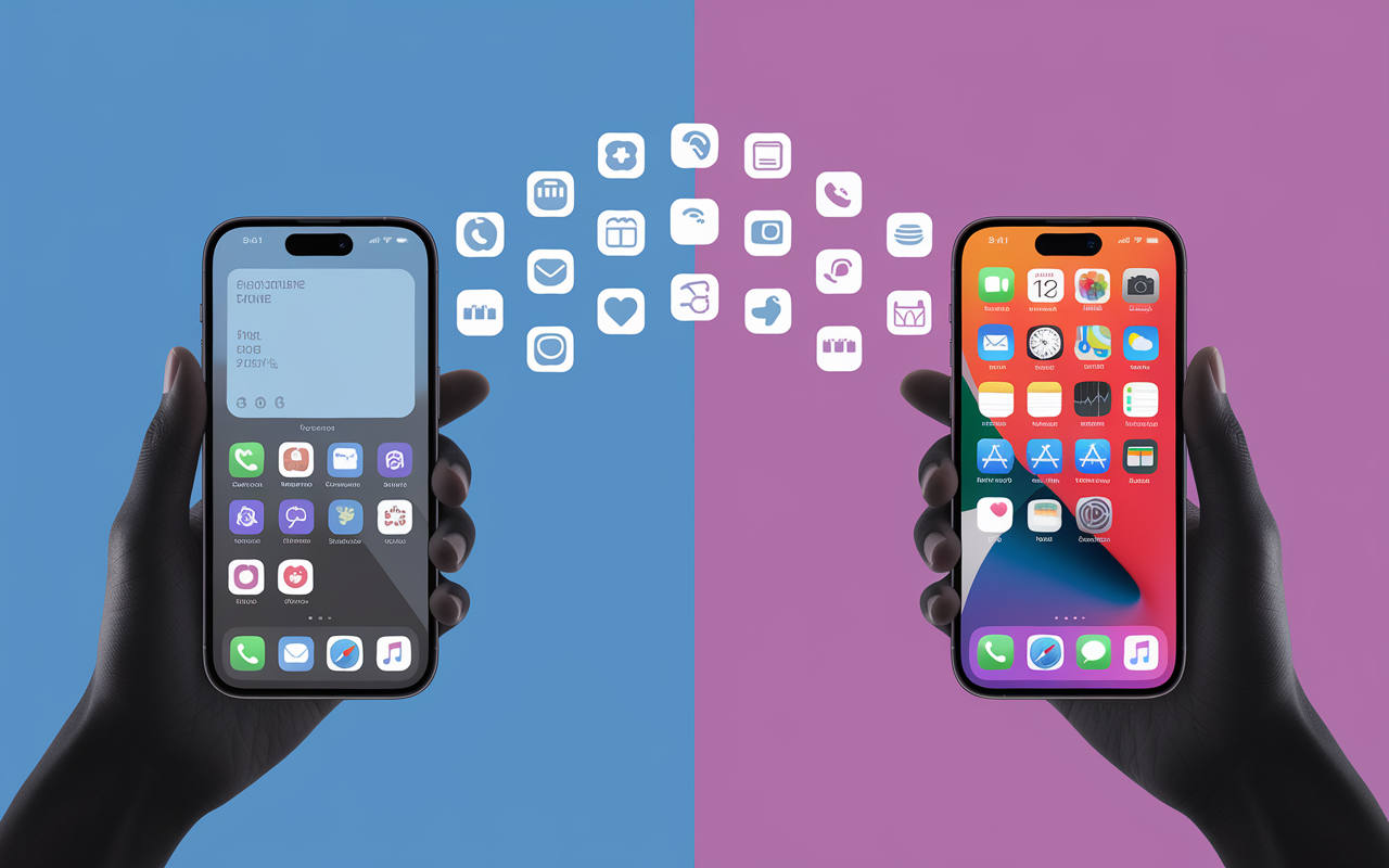 comment transferer android vers iphone icones donnees fleche