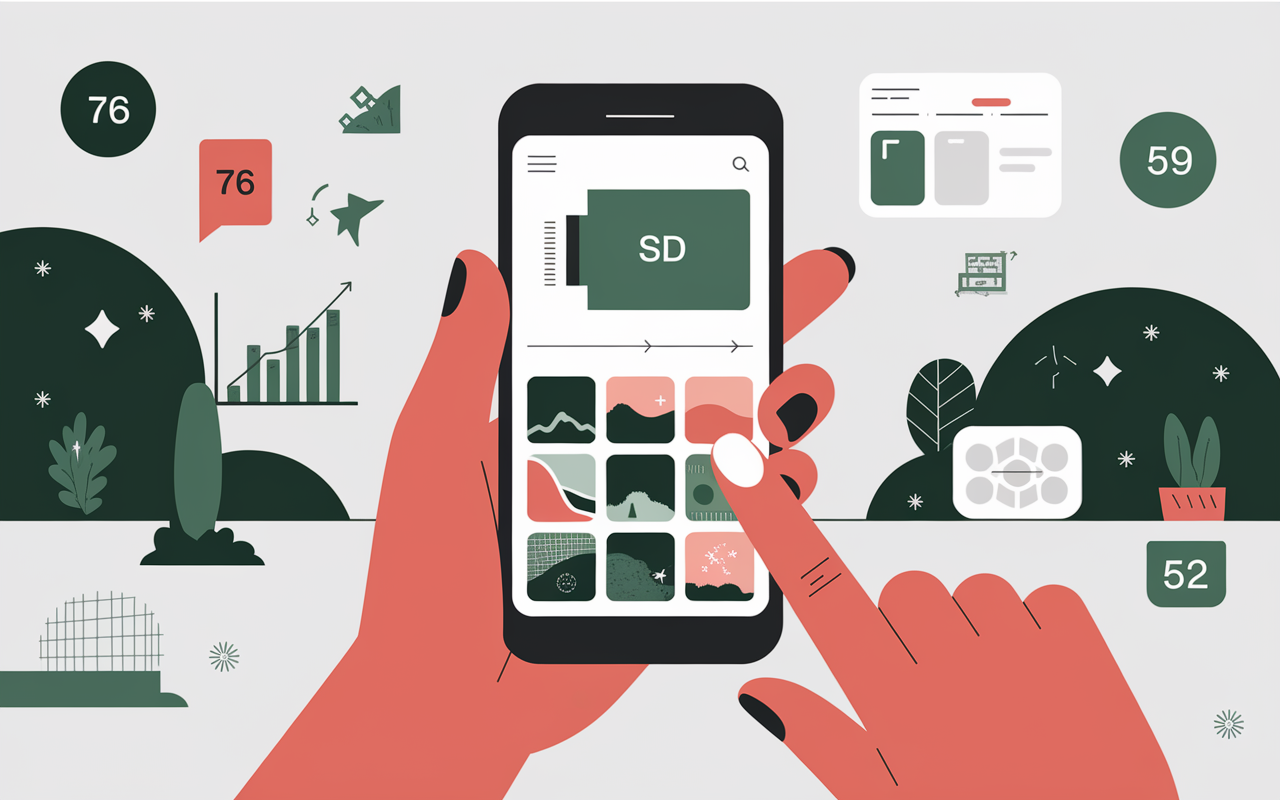 comment transferer photo sur carte sd smartphone main