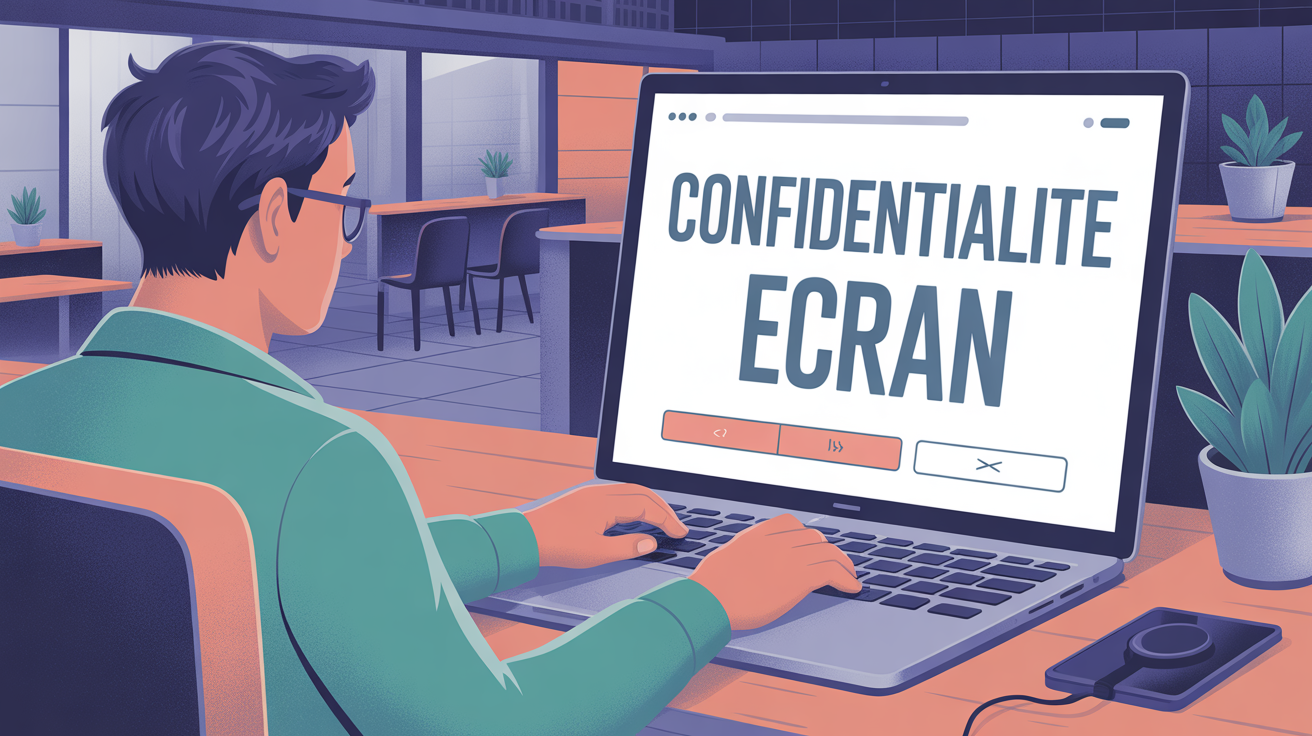 illustration ecran anti espion ordinateur dos