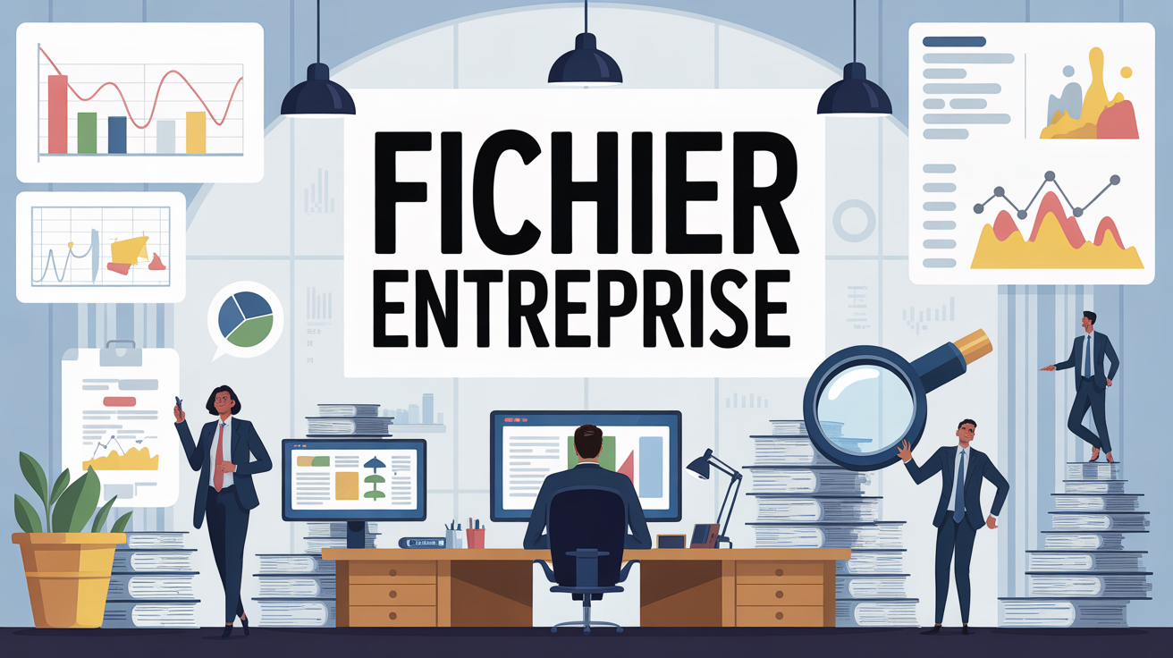 Scène bureau analyse fichier entreprise