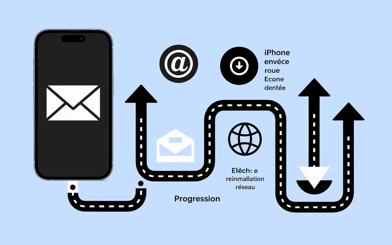 je ne recois plus de mail sur mon iphone, etapes reparation