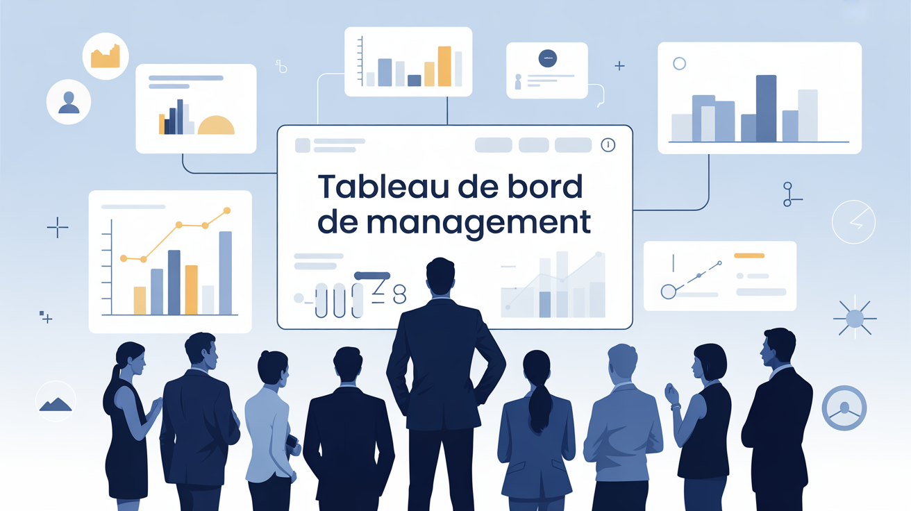 management tableau de bord dashboard managers silhouettes