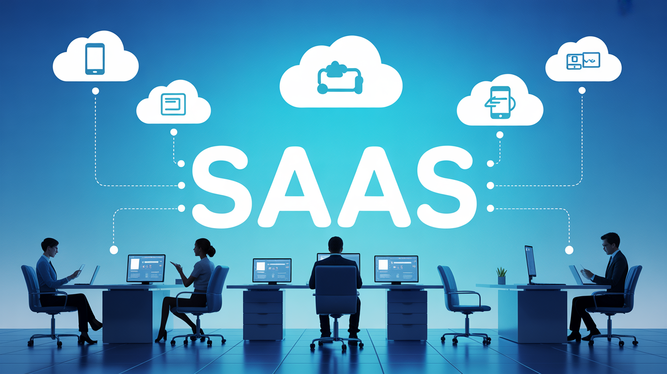 saas définition illustration bureau connecté