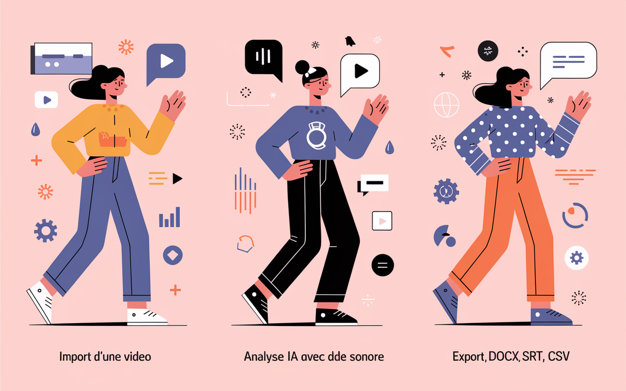 processus extraire texte video en 3 etapes