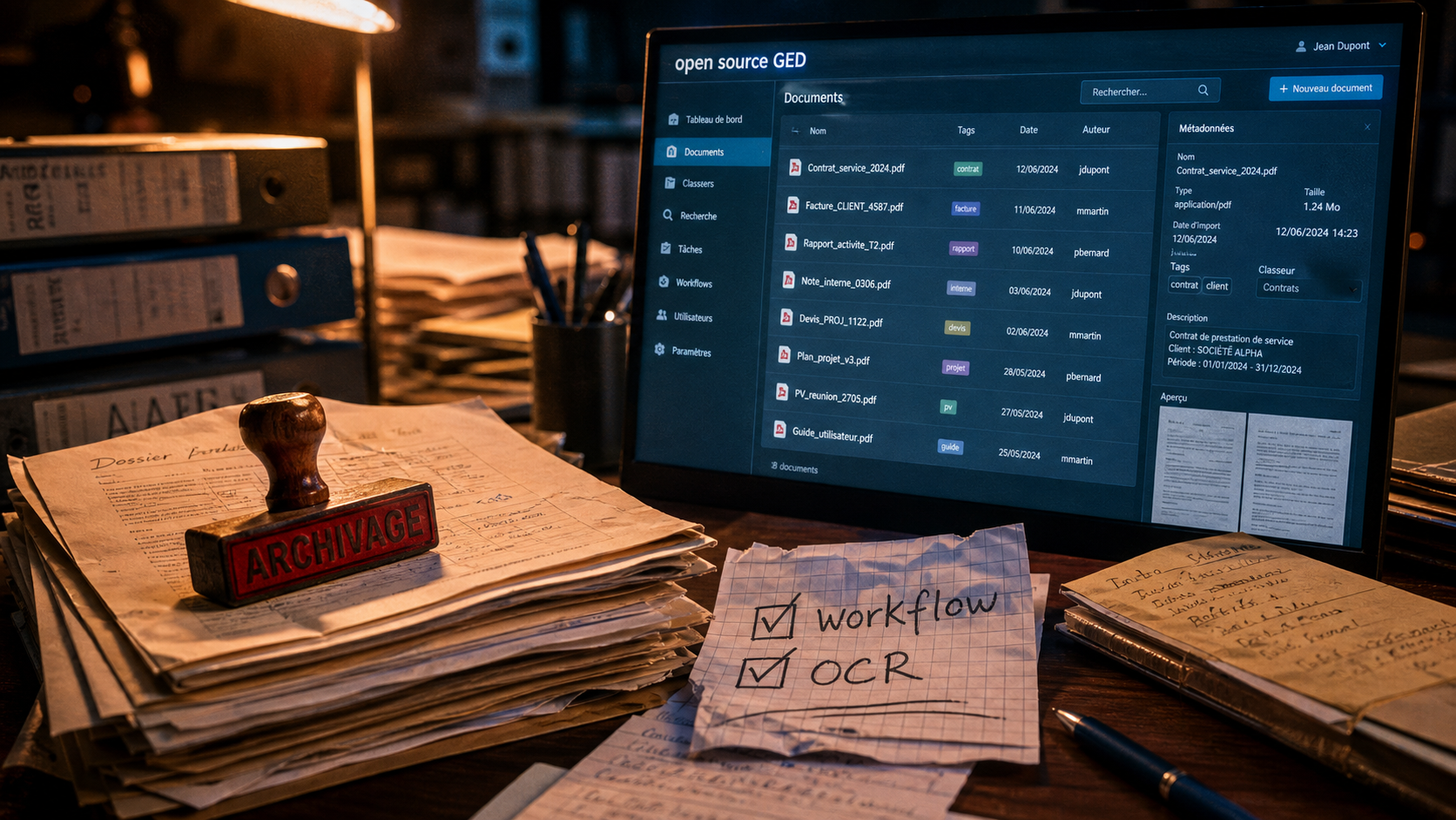 GED open source : interface et métadonnées de documents numérisés
