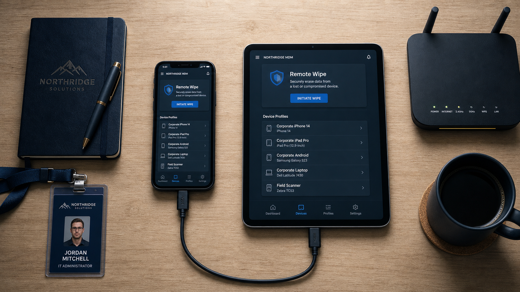 MDM mobile device : sécurité flotte mobile, remote wipe et profils appareils