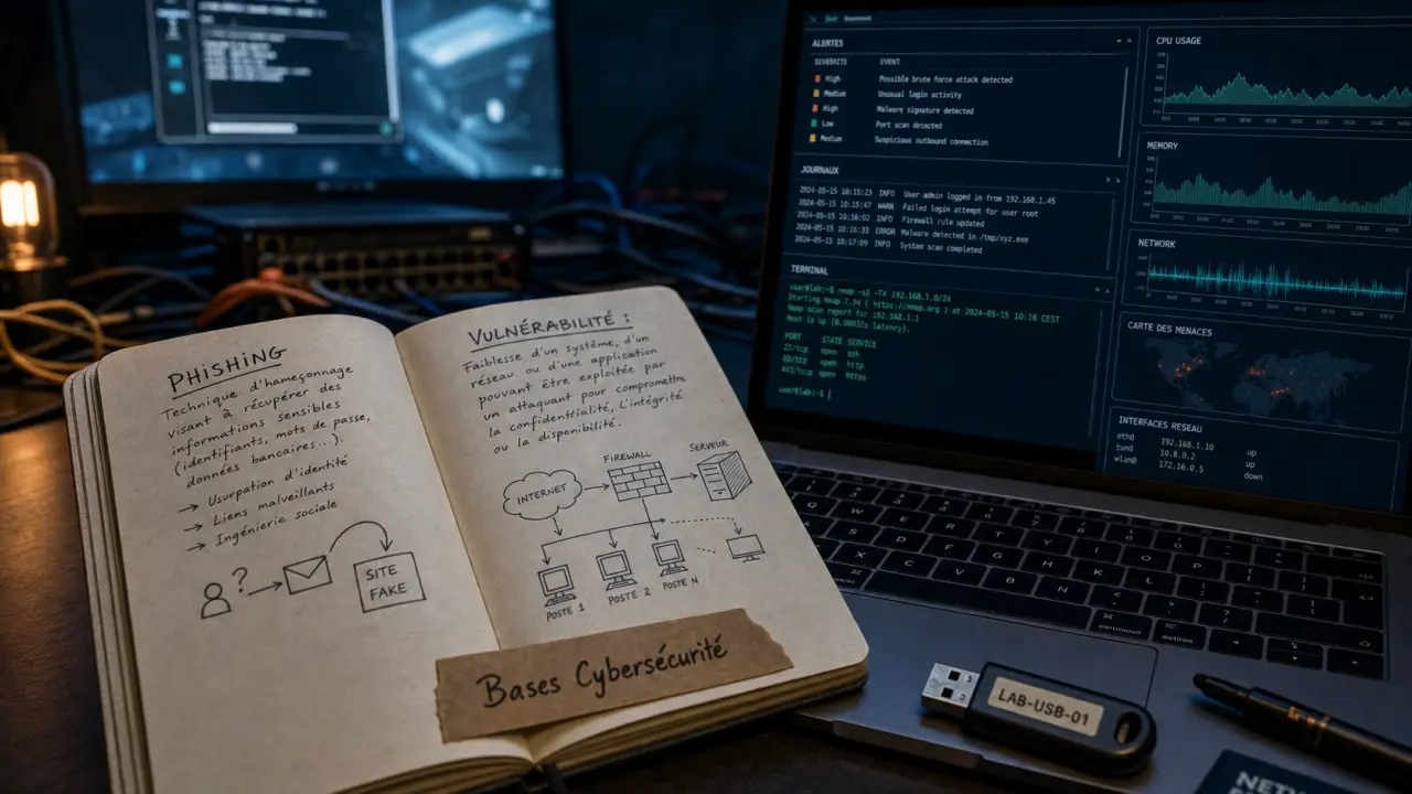 Apprendre la cybersécurité : carnet et lab pour comprendre phishing et vulnérabilités