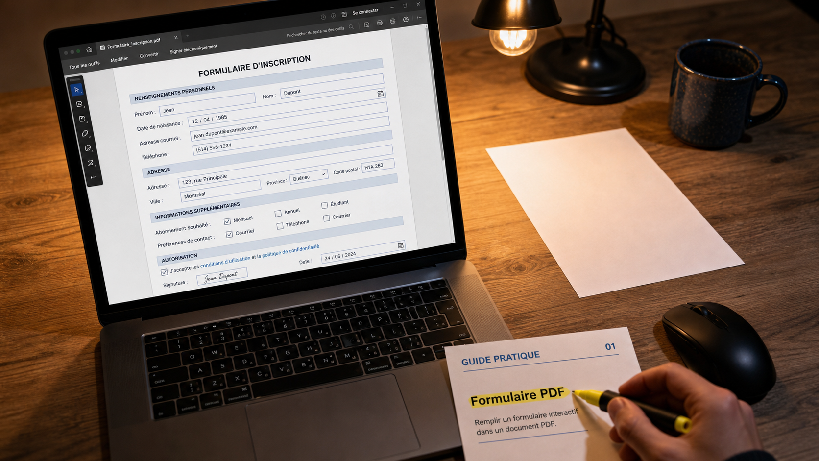 Créer un formulaire en pdf : champs remplissables sur écran