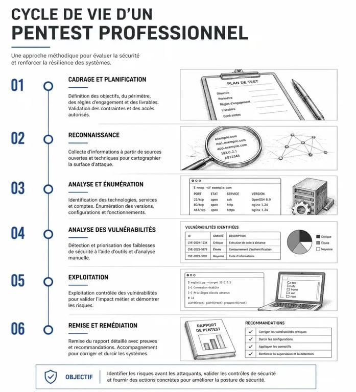 Processus de réalisation d'un pentest en entreprise : du cadrage à la remédiation