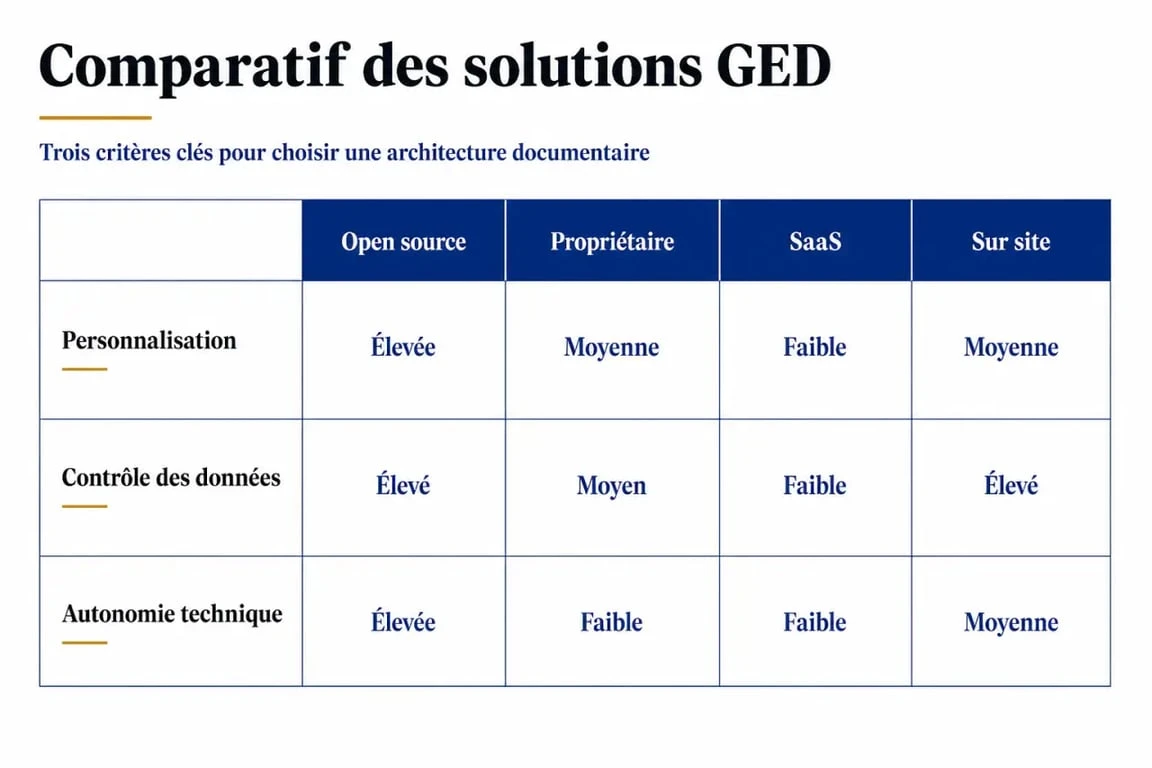 Solution ged open source : comparaison des modèles open source, propriétaire, SaaS et on-premise