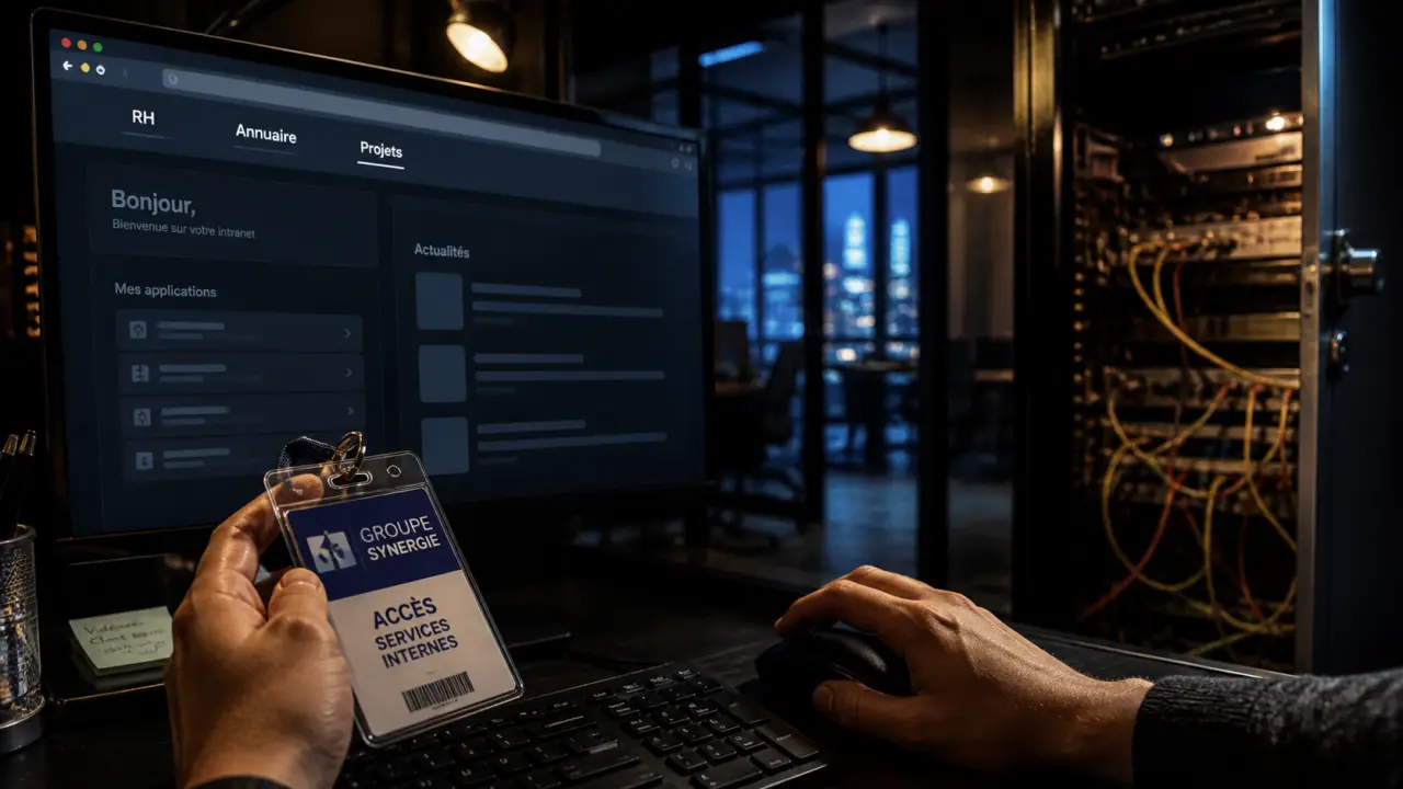 Intranet web sécurisé : badge et accès RH sur écran