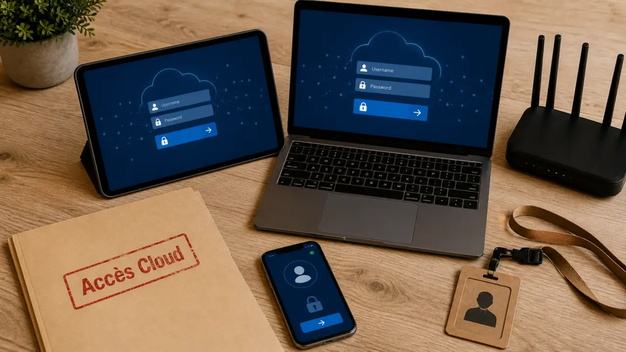 Logiciel SaaS : écran de connexion cloud, abonnement flexible